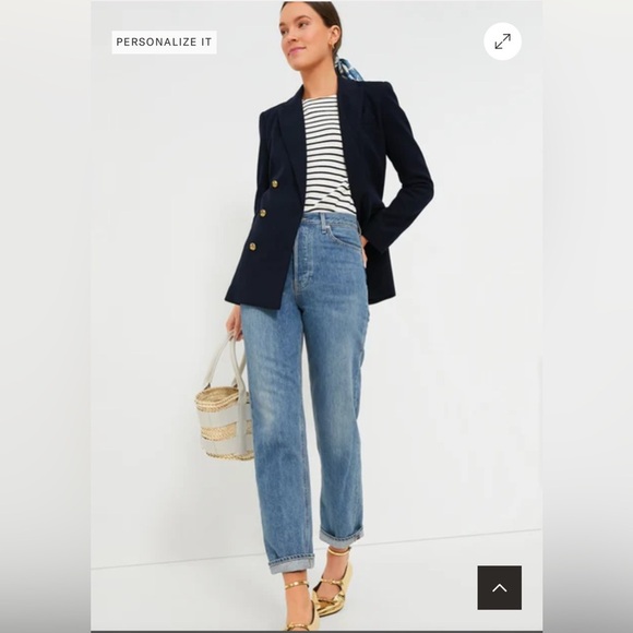 Tuckernuck Diana Navy Blazer Large – Double Breasted Gold Button Notched XL - Picture 2 of 9